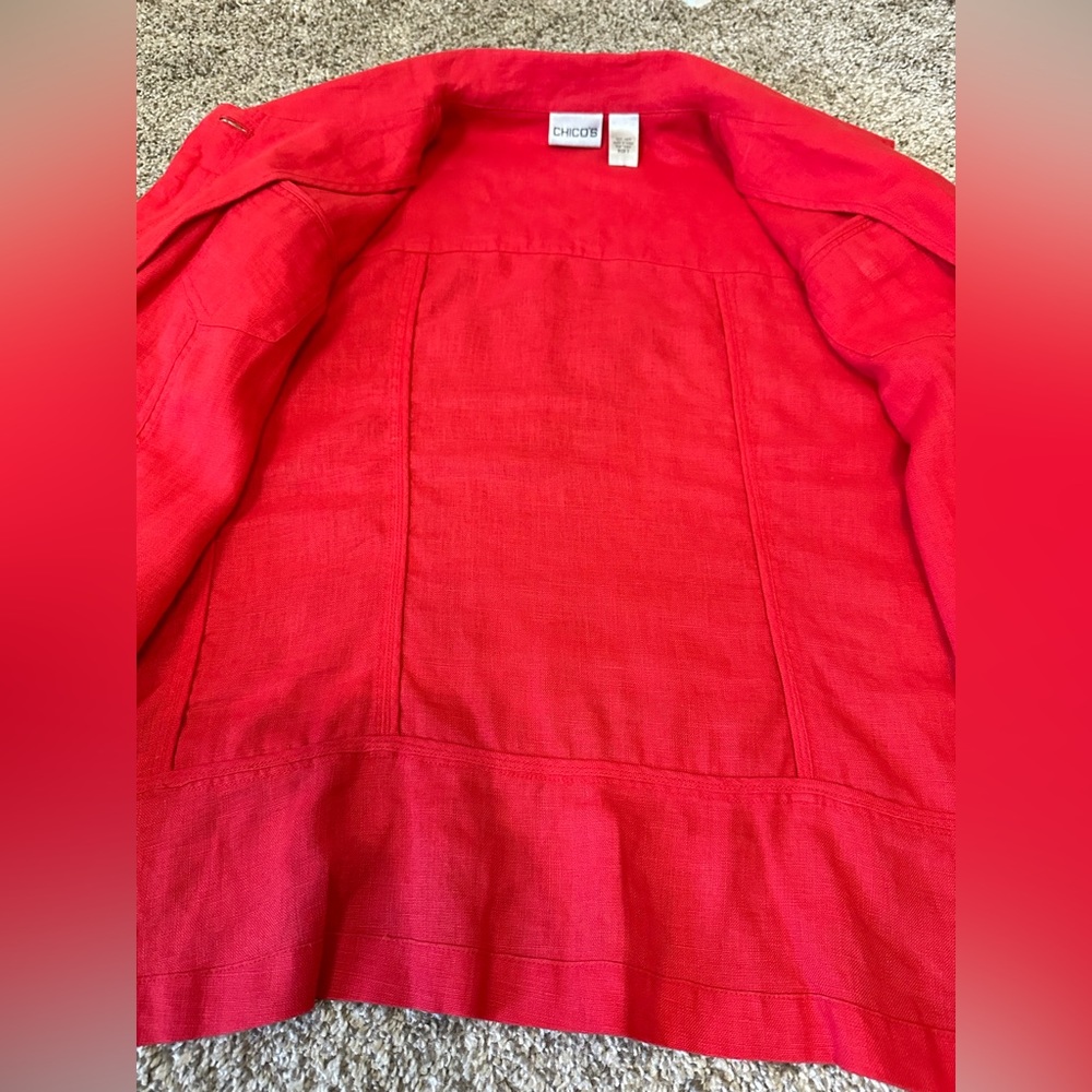 Chico's Red Button-Front Jacket - Picture 3 of 8